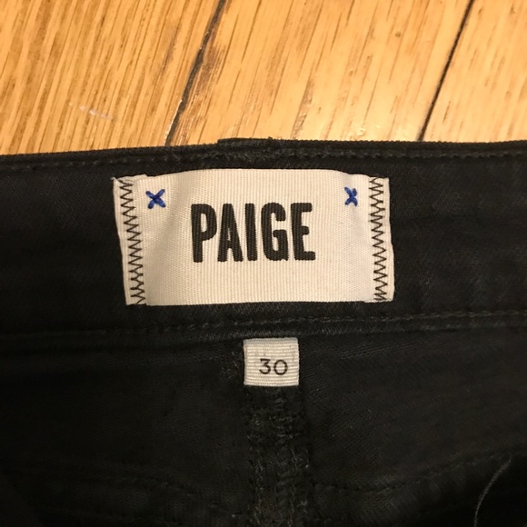 Paige Black Wash Zipper Skinny Jeans - Picture 3 of 5